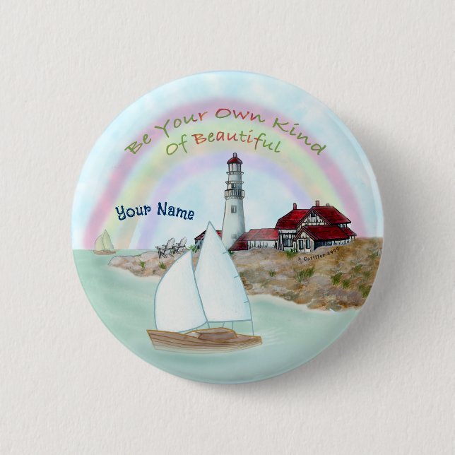 Macaron Rond 5 Cm Beau phare (Devant)
