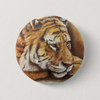 Macaron Rond 5 Cm Beau tigre de Bengale, croquis de main