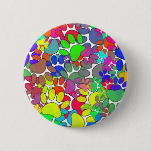 Macaron Rond 5 Cm Beaucoup D'Empreintes de pattes De Chiens Partout