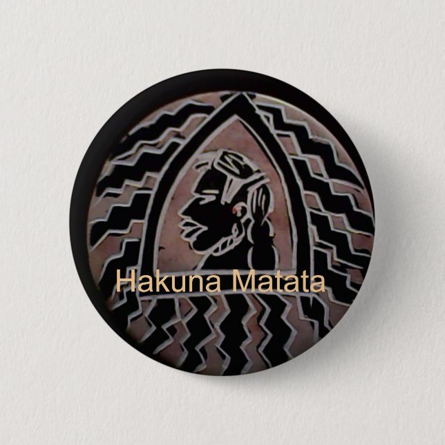 Macaron Rond 5 Cm Beauté africaine : Bongo Massai Portrait Art Triba (Devant)