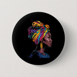 Macaron Rond 5 Cm Beauté Afro-Américaine Mois de l'Histoire des Noir