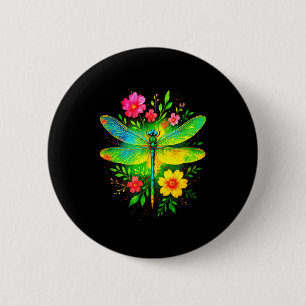 Macaron Rond 5 Cm Beauté de libellule - journée de la terre aquarell
