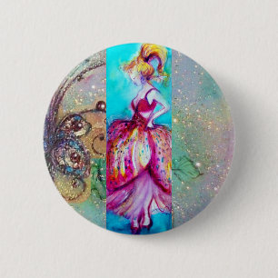 Macaron Rond 5 Cm BEAUTÉ EN ROSE / Plante papillon magique