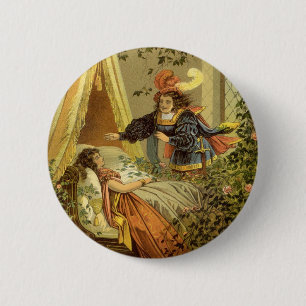Macaron Rond 5 Cm Beauté vintage du dormant, Contes de fées victorie