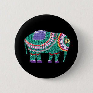 Macaron Rond 5 Cm Beautiful Ornate Elephant