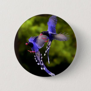 Macaron Rond 5 Cm Beautiful Purple Birds in Flight Button