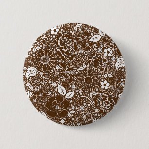Macaron Rond 5 Cm Beaux botaniques Bouton Brown PinBack