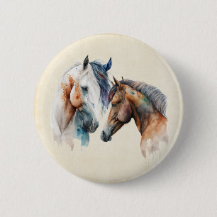 Macaron Rond 5 Cm Beaux Chevaux Style Boho Occidental