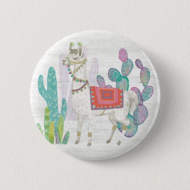 Macaron Rond 5 Cm Beaux lamas V (Devant)