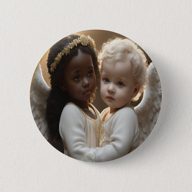 Macaron Rond 5 Cm Bébé Anges (Devant)
