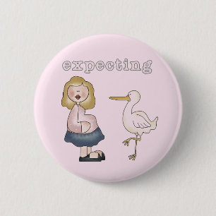 Macaron Rond 5 Cm Bébé attendu - T-shirts et cadeaux de cigogne