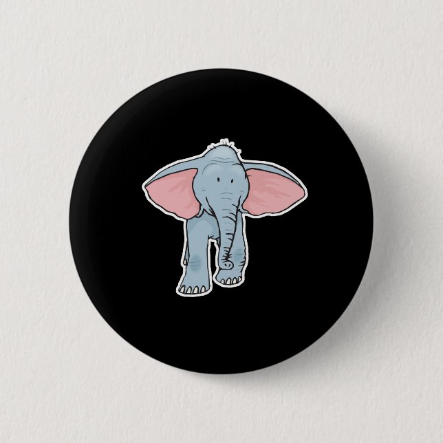 Macaron Rond 5 Cm bébé éléphant mignon (Devant)