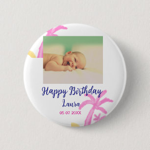 Macaron Rond 5 Cm Bébé enfants 1er anniversaire ajouter le nom date 