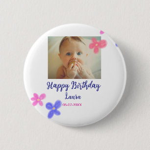 Macaron Rond 5 Cm Bébé enfants 1er anniversaire ajouter le nom date 