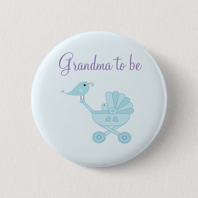 Macaron Rond 5 Cm Bébé et maman Bluebirds Grand-mère à être (Devant)