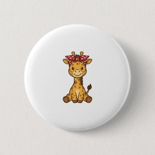 Macaron Rond 5 Cm Bébé girafe mignon avec noeud papillon design vect