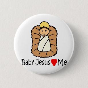 Macaron Rond 5 Cm Bébé Jésus Coeur (Amours) Moi