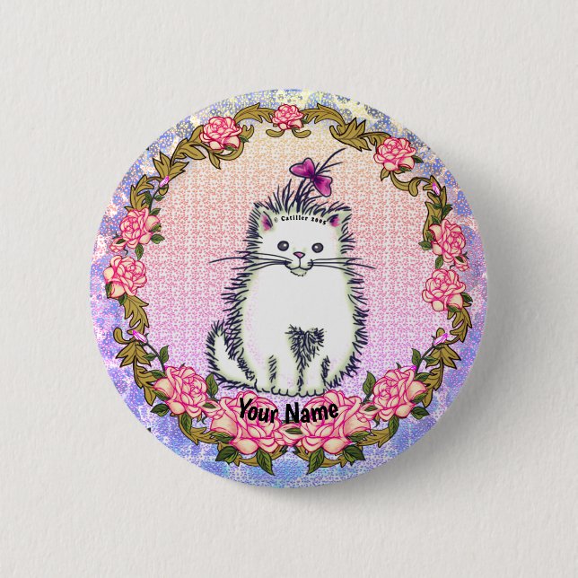 Macaron Rond 5 Cm Bébé Kitten pin de chat (Devant)