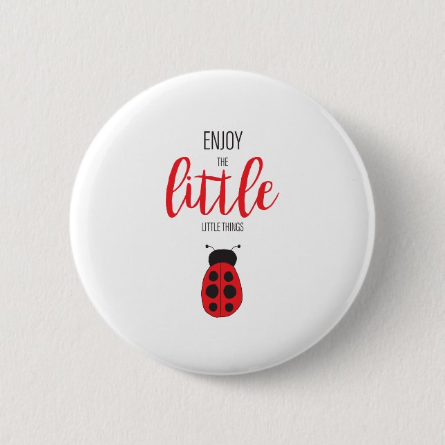 Macaron Rond 5 Cm Bébé Ladybug rouge et noir à la main mignon (Devant)
