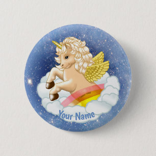 Macaron Rond 5 Cm Bébé licorne arc-en-ciel épingle