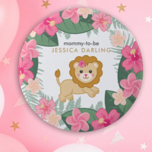 Macaron Rond 5 Cm Bébé Lion Maman doit être un bouton pour le baby s