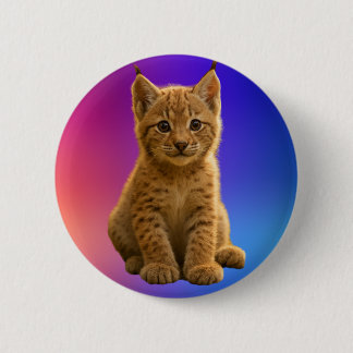 Macaron Rond 5 Cm Bébé Lynx Mignon