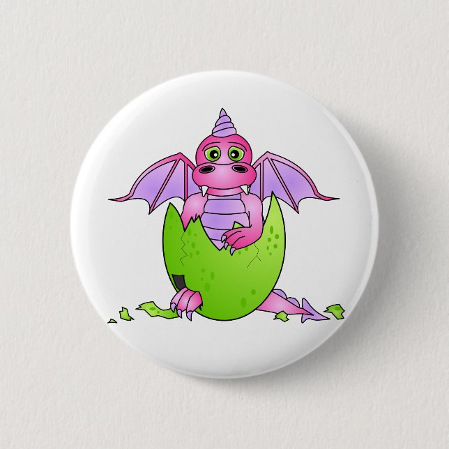 Macaron Rond 5 Cm Bébé mignon de dragon en oeuf criqué - (Devant)