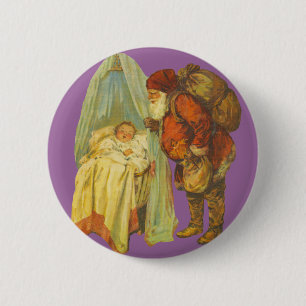 Macaron Rond 5 Cm Bébé Noël Clause de Noël Vintage