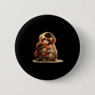 Macaron Rond 5 Cm Bébé singe hugge une peluche macaque japonais mign