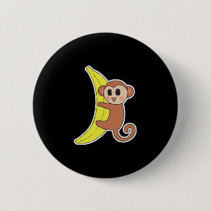 Macaron Rond 5 Cm bébé singe mignon sur une banane