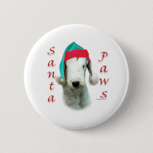 Macaron Rond 5 Cm Bedlington Terrier Père Noël Paws