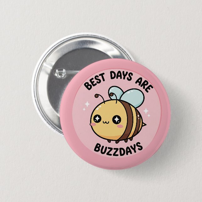 Macaron Rond 5 Cm Bee Button – Cute Kawaii Bumblebee Pin (Devant & derrière)
