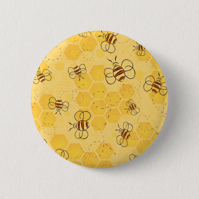 Macaron Rond 5 Cm Bee Buzzing Honey Bees mignonne (Devant)