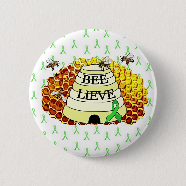 Macaron Rond 5 Cm Bee- Lieve Lyme Maladie de sensibilisation Bouton  (Devant)