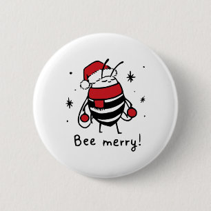 Macaron Rond 5 Cm Bee Merry Funny Cadeau de Noël