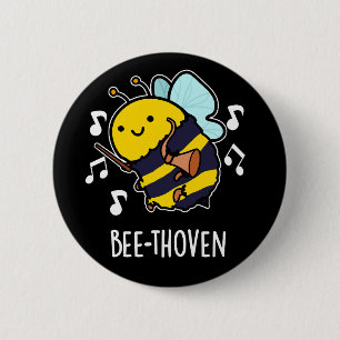 Macaron Rond 5 Cm Bee-thoven Funny Musique Bee Pun Dark BG