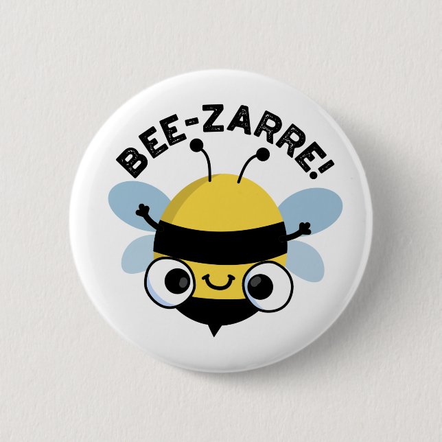 Macaron Rond 5 Cm Bee-zarre Funny Bizarre Bee Pun (Devant)
