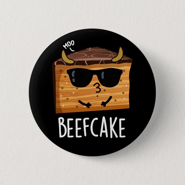 Macaron Rond 5 Cm Beefcake Funny Cake Pun Dark BG (Devant)