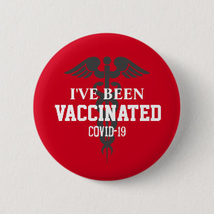 Macaron Rond 5 Cm Been Vaccinated Covid 19 Vaccine Red