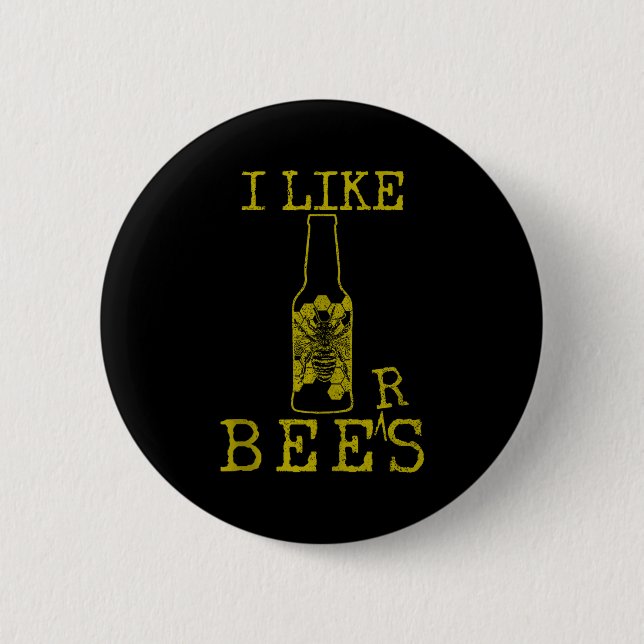 Macaron Rond 5 Cm Bees &amp; Beer - Funny Quote Beekeeng Beekeeper G (Devant)
