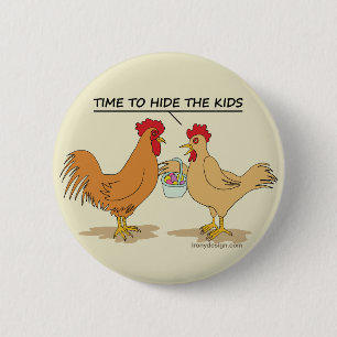 Macaron Rond 5 Cm Beige drôle de bande dessinée de chasse à oeuf de
