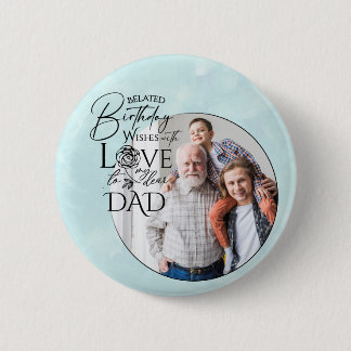 Macaron Rond 5 Cm Belated Birthday Calligraphy Photo Design For Dad