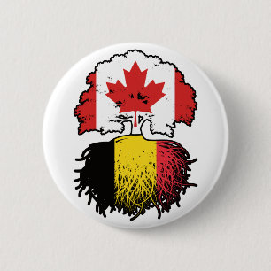 Macaron Rond 5 Cm Belgium Belgian Canadian Canada Tree Roots Flag