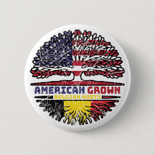 Macaron Rond 5 Cm Belgium Belgian US American États-Unis Tree