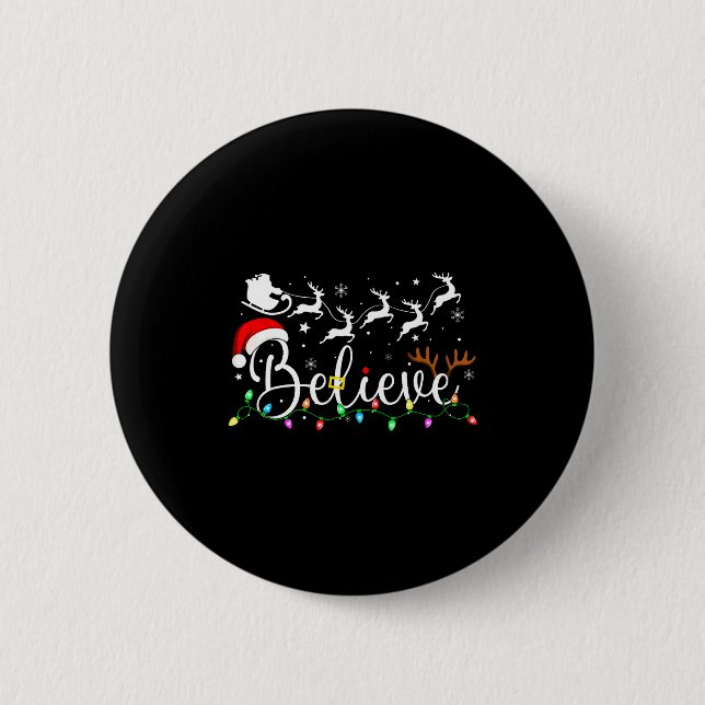 Macaron Rond 5 Cm Believe Santa Claus Believe Christmas Matching Paj (Devant)