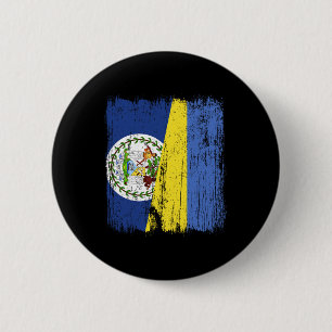 Macaron Rond 5 Cm Belize Ukraine Drapeau semi-Belizean ukrainien Her