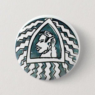 Macaron Rond 5 Cm Belle Africaine Bongo Massai Portrait Tribal Art