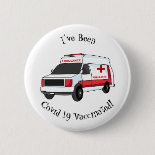 Macaron Rond 5 Cm Belle ambulance rouge caricature van