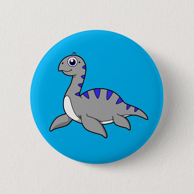 Macaron Rond 5 Cm Belle Illustration D'Un Monstre Loch Ness. (Devant)