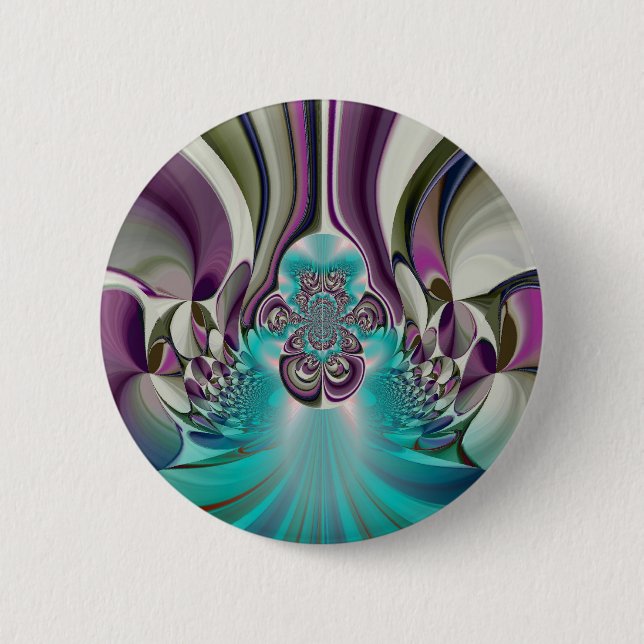 Macaron Rond 5 Cm Belle impression Angélique Purple et Cyan Abstrait (Devant)